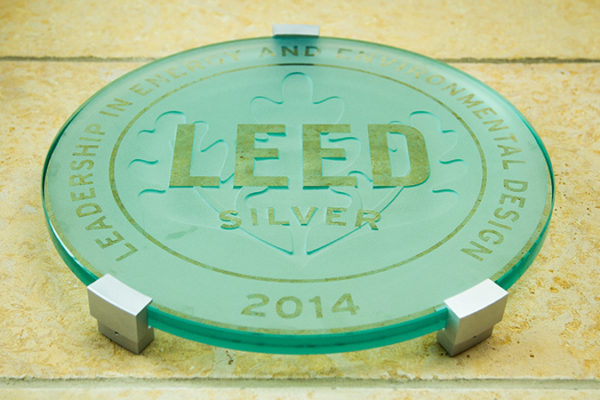 LEED Silver Certification plaque, 2014 (Leadership in Energy and Environmental Design)