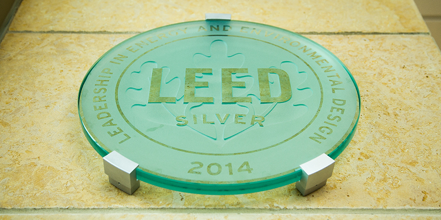 LEED Silver Certification plaque, 2014 (Leadership in Energy and Environmental Design)
