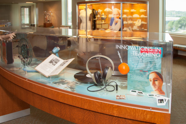 photo of a museum display of nursing history at Cooper Hall