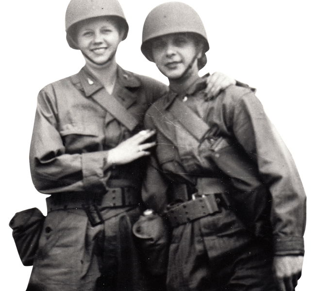 two World War II nurses in Army uniforms