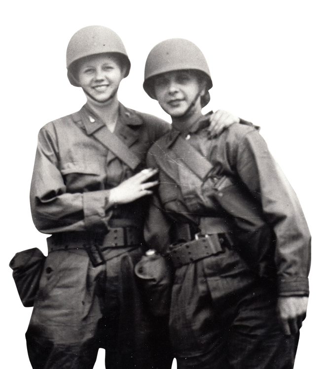 two World War II nurses in Army uniforms