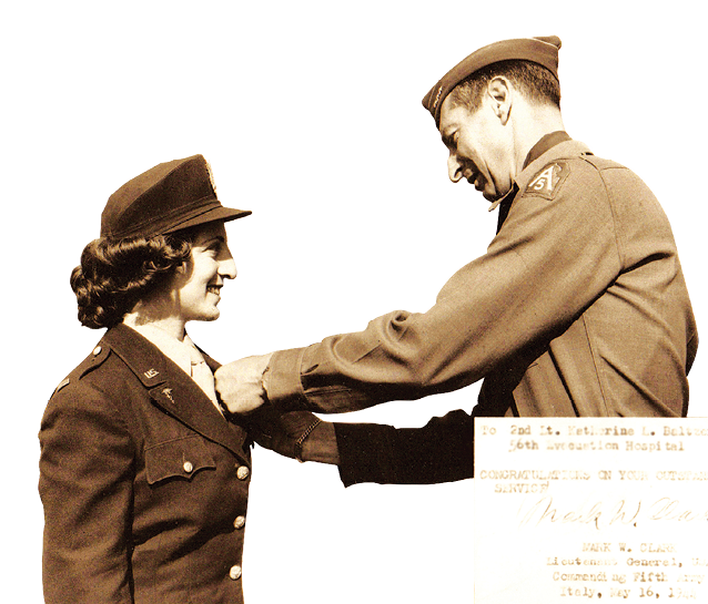 World War II nurse receiving medal for service