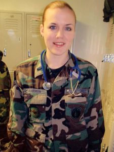 Brooke Anderson in camouflage military uniform